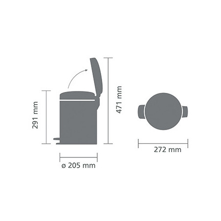 Κάδος απορριμμάτων με πεντάλ Brabantia NewIcon 1005528, 5 l, Ομαλό κλείσιμο, Αντιολισθητική βάση, Γαλάζιο