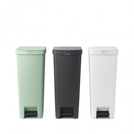 Κάδος απορριμμάτων με πεντάλ Brabantia StepUp 1005556, 40 L, Οικολογικά υλικά, Μεγάλο άνοιγμα, Ανοιχτό γκρι