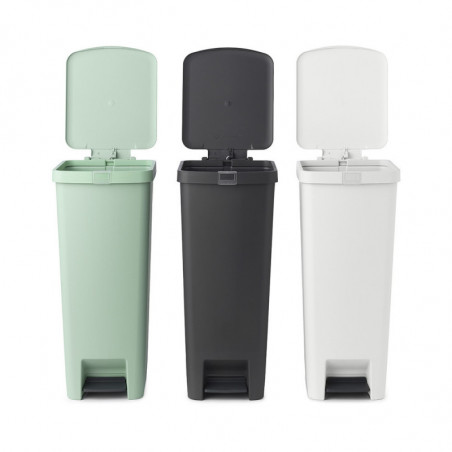 Κάδος απορριμμάτων με πεντάλ Brabantia StepUp 1005556, 40 L, Οικολογικά υλικά, Μεγάλο άνοιγμα, Ανοιχτό γκρι
