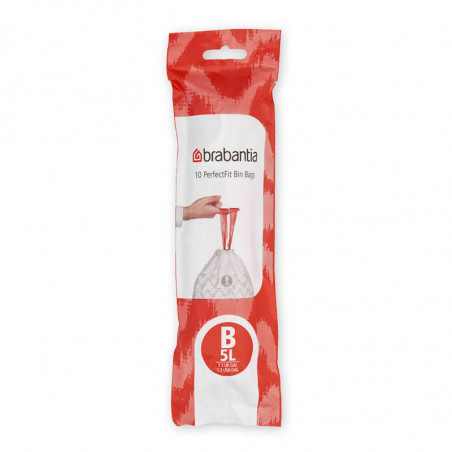 Brabantia PerfectFit σακούλες κάδων απορριμμάτων 1005562, μέγεθος B, 5 l, 10 τεμάχια, λευκό