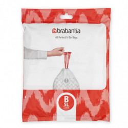Brabantia PerfectFit σακούλες κάδων απορριμμάτων 1005563, μέγεθος B, 5 l, 40 τεμάχια, λευκό