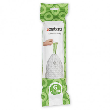 Σακούλα απορριμμάτων Brabantia PerfectFit NewIcon/Touch 1005570, μέγεθος G, 23-30 l, 10 τεμάχια, λευκό