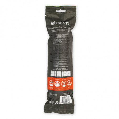 Σακούλα απορριμμάτων Brabantia PerfectFit NewIcon/Touch 1005570, μέγεθος G, 23-30 l, 10 τεμάχια, λευκό