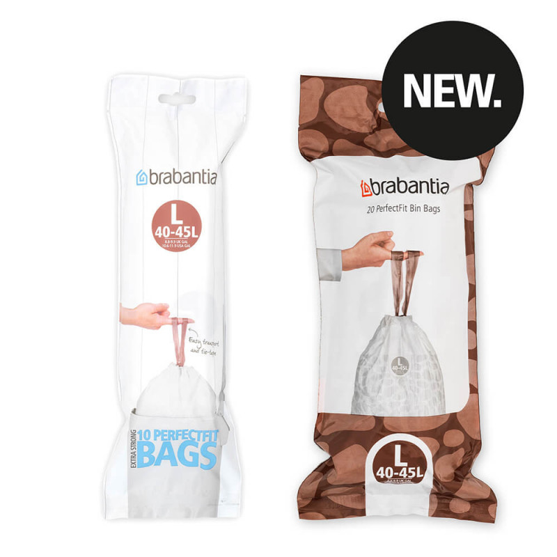 Σακούλα απορριμμάτων Brabantia PerfectFit FlatBack+/Touch 1005574, μέγεθος L, 40-45 l, 20 τεμάχια, λευκό