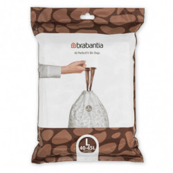 Σακούλα απορριμμάτων Brabantia PerfectFit FlatBack+/Touch 1005575, μέγεθος L, 40-45 l, 40 τεμάχια, λευκό
