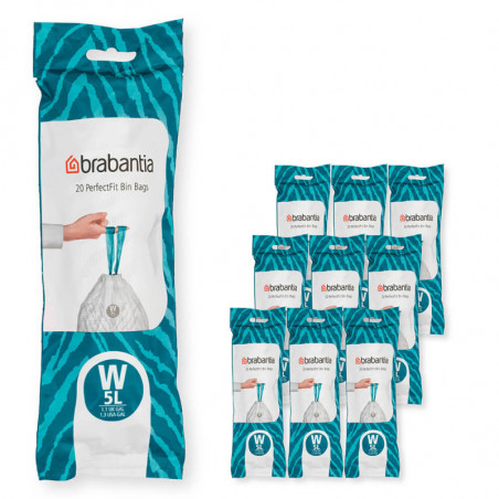 Σακούλα απορριμμάτων Brabantia PerfectFit NewIcon N 1005580, μέγεθος W, 5 l, 200 τεμάχια, λευκό