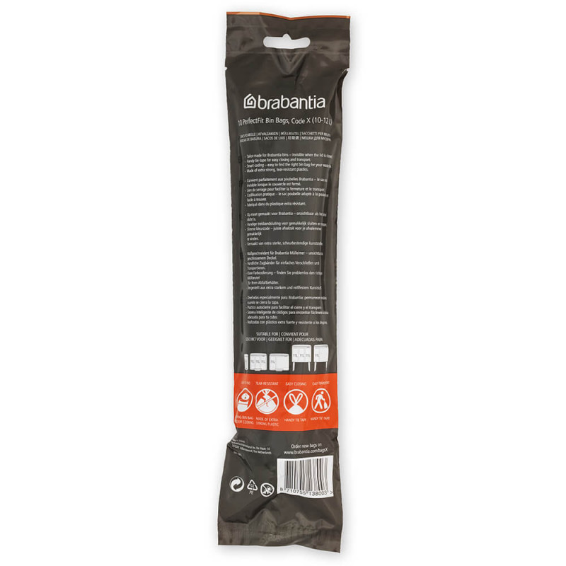 Σακούλα απορριμμάτων Brabantia PerfectFit NewIcon/Bo 1005581, Μέγεθος X, 10-12 l, 10 τεμάχια, Λευκό
