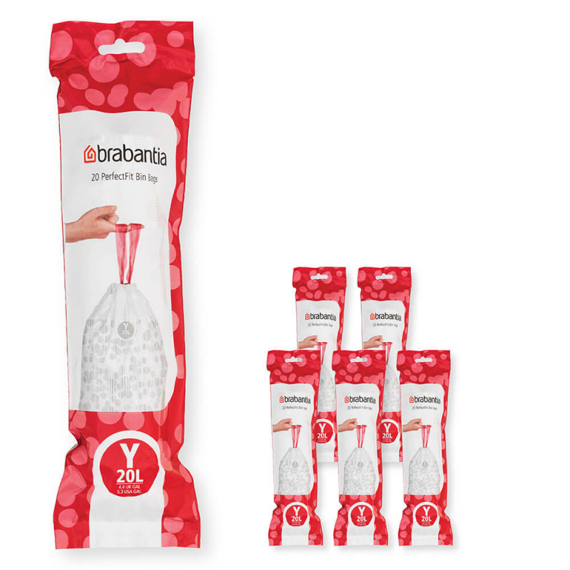 Σακούλες απορριμμάτων Brabantia PerfectFit NewIcon 1005585, μέγεθος Y, 20 l, 120 τεμάχια, λευκό