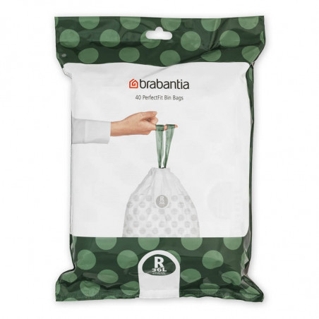 Σακούλες απορριμμάτων Brabantia PerfectFit Bo 1005589, μέγεθος R, 36 l, 40 τεμάχια, λευκό