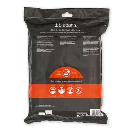 Σακούλες απορριμμάτων Brabantia PerfectFit Bo 1005589, μέγεθος R, 36 l, 40 τεμάχια, λευκό