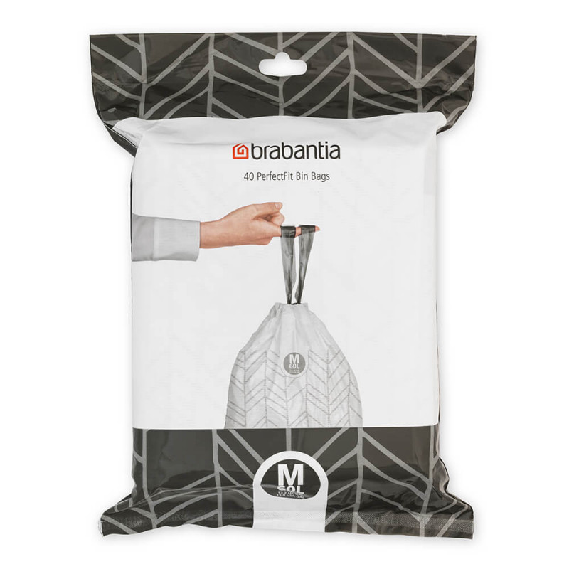 Σακούλες απορριμμάτων Brabantia PerfectFit Bo 1005594, μέγεθος M, 60 l, 40 τεμάχια, λευκό