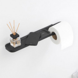 Βάση χαρτιού τουαλέτας με ράφι Brabantia MindSet 1005667, Εύκολη εγκατάσταση, Ορυκτή επίστρωση, Σκούρο γκρι