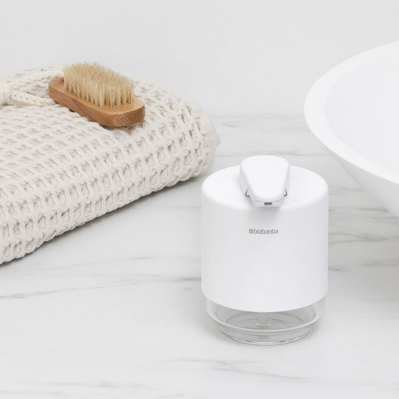 Διανομέας υγρού σαπουνιού Brabantia MindSet 1005673, 200 ml, ευρύ άνοιγμα, λευκό