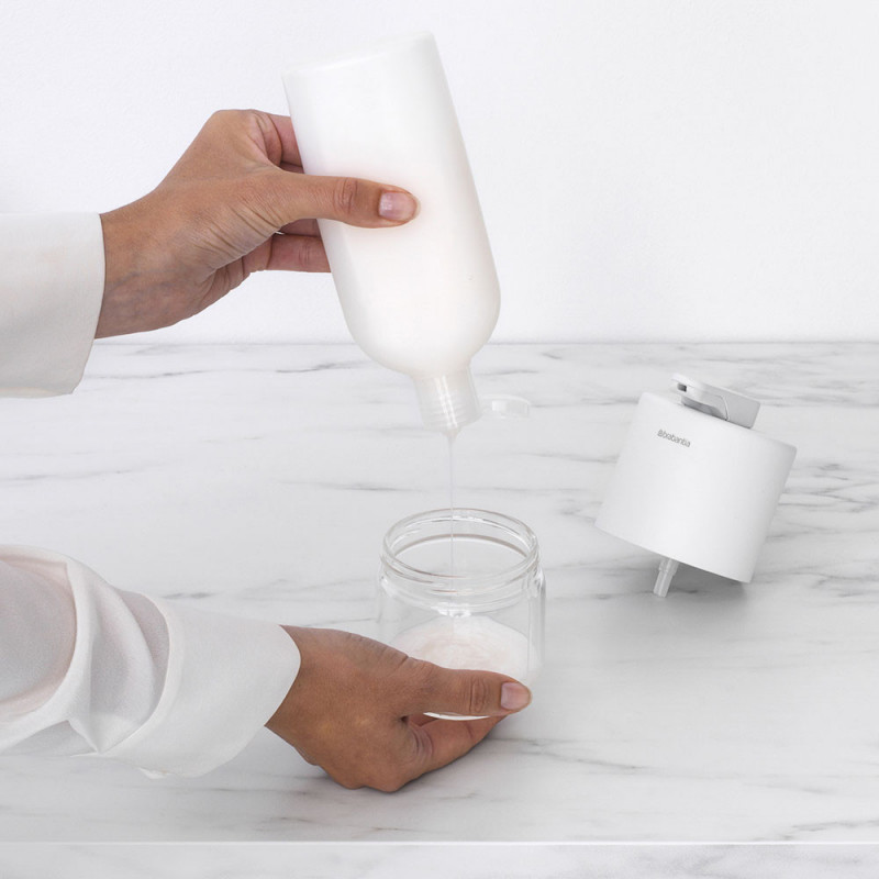 Διανομέας υγρού σαπουνιού Brabantia MindSet 1005673, 200 ml, ευρύ άνοιγμα, λευκό