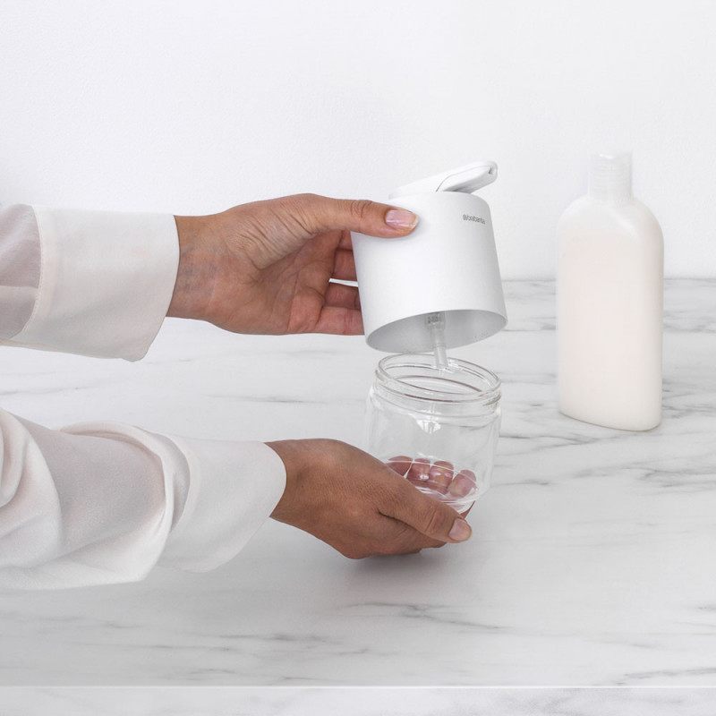 Διανομέας υγρού σαπουνιού Brabantia MindSet 1005673, 200 ml, ευρύ άνοιγμα, λευκό
