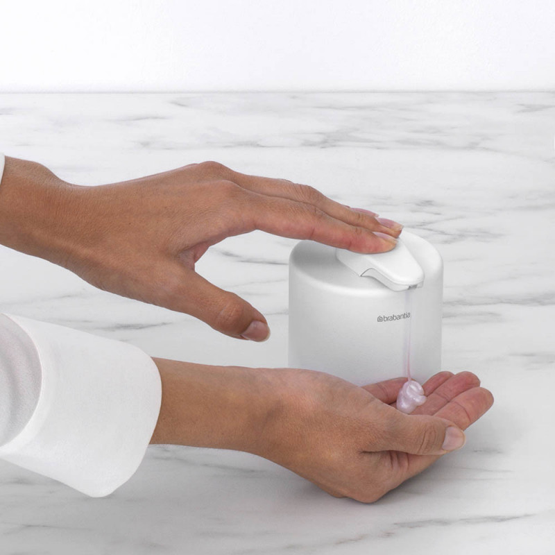 Διανομέας υγρού σαπουνιού Brabantia MindSet 1005673, 200 ml, ευρύ άνοιγμα, λευκό