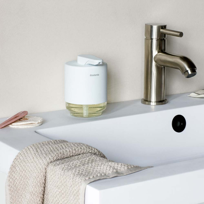 Διανομέας υγρού σαπουνιού Brabantia MindSet 1005673, 200 ml, ευρύ άνοιγμα, λευκό