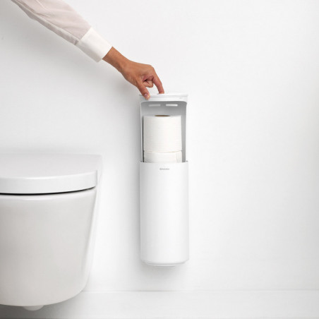 Χαρτοθήκη τουαλέτας Brabantia MindSet Mineral 1005677, Διπλό, Επιδαπέδια ή επιτοίχια τοποθέτηση, Φινίρισμα Mineral, Λευκό