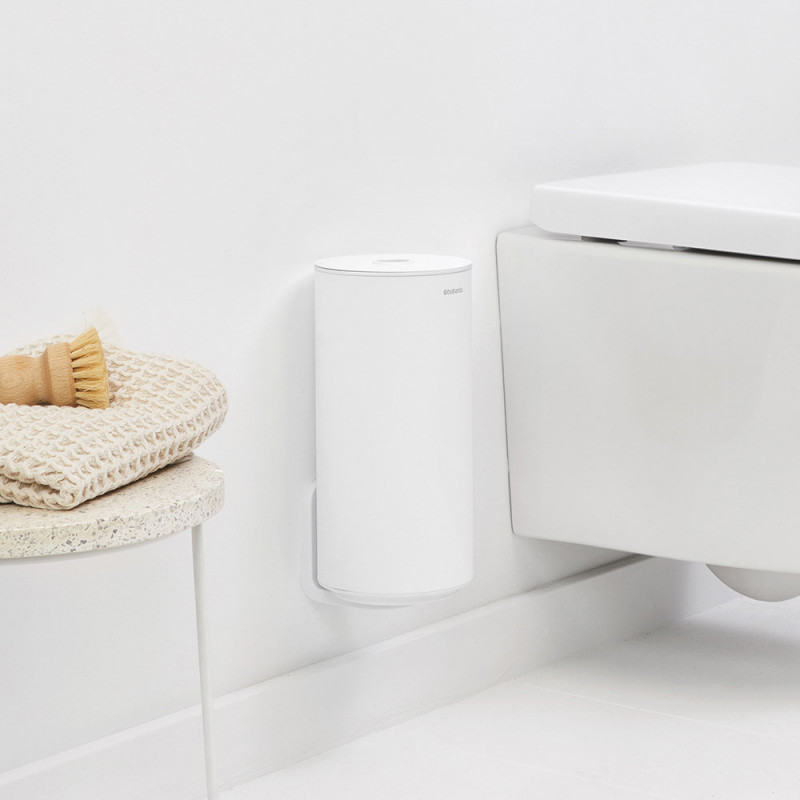 Χαρτοθήκη τουαλέτας Brabantia MindSet Mineral 1005677, Διπλό, Επιδαπέδια ή επιτοίχια τοποθέτηση, Φινίρισμα Mineral, Λευκό