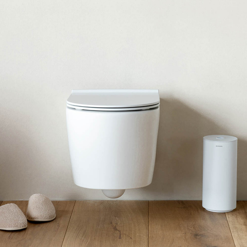 Χαρτοθήκη τουαλέτας Brabantia MindSet Mineral 1005677, Διπλό, Επιδαπέδια ή επιτοίχια τοποθέτηση, Φινίρισμα Mineral, Λευκό