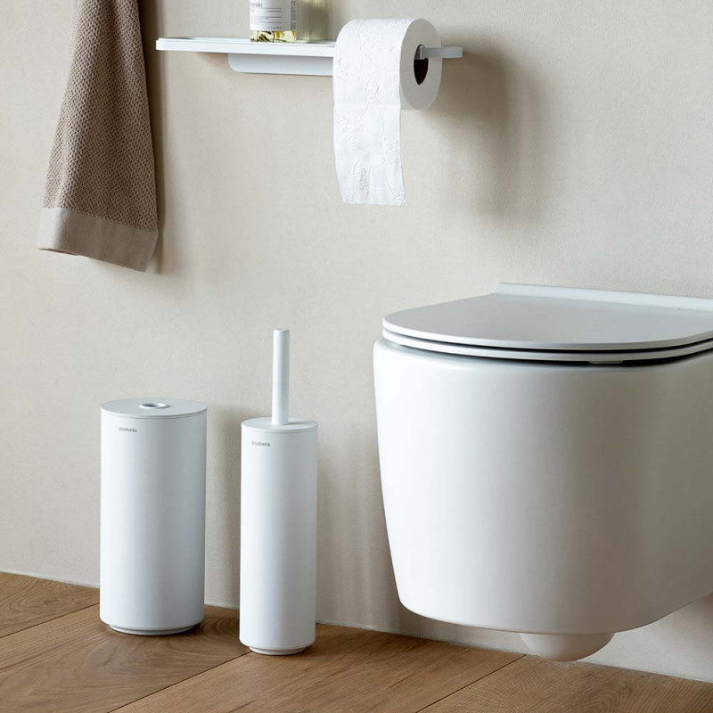 Χαρτοθήκη τουαλέτας Brabantia MindSet Mineral 1005677, Διπλό, Επιδαπέδια ή επιτοίχια τοποθέτηση, Φινίρισμα Mineral, Λευκό