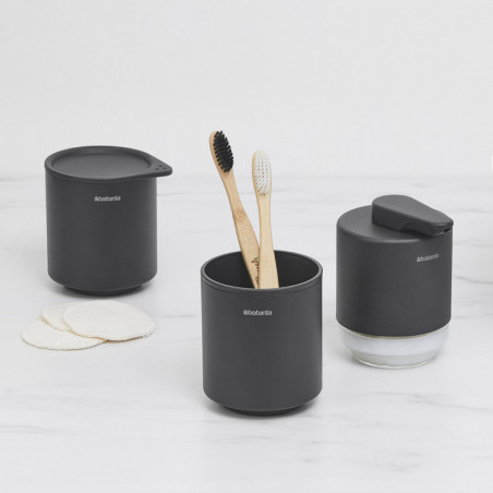 Κουτί αξεσουάρ μπάνιου Brabantia MindSet Mineral 1005686, Αντιολισθητική βάση, Φινίρισμα Mineral, Γκρι
