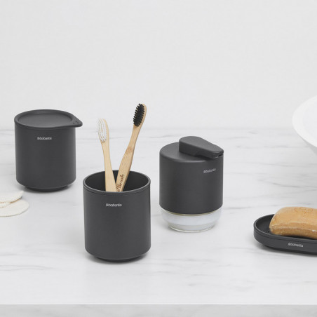 Κουτί αξεσουάρ μπάνιου Brabantia MindSet Mineral 1005686, Αντιολισθητική βάση, Φινίρισμα Mineral, Γκρι