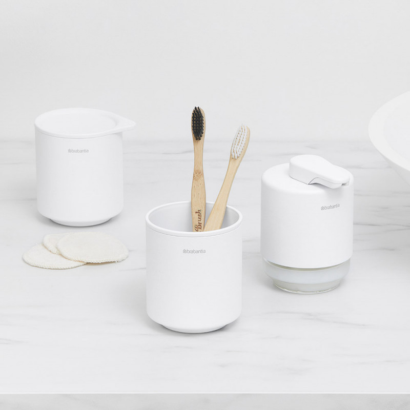 Κουτί αξεσουάρ μπάνιου Brabantia MindSet Mineral 1005687, Αντιολισθητική βάση, Ορυκτό φινίρισμα, Λευκό