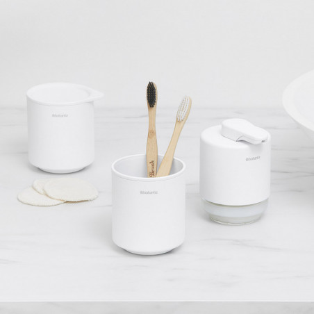 Κουτί αξεσουάρ μπάνιου Brabantia MindSet Mineral 1005687, Αντιολισθητική βάση, Ορυκτό φινίρισμα, Λευκό