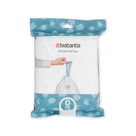 Σακούλες απορριμμάτων Brabantia PerfectFit FlatBack+/Bo 1006073, Μέγεθος O, 30 l, 40 τεμάχια, Λευκό