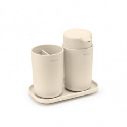 Σετ αξεσουάρ μπάνιου Brabantia ReNew 1006266, 3 τεμάχια, 250 ml, ανθεκτικό στη διάβρωση, μπεζ