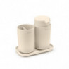 Σετ αξεσουάρ μπάνιου Brabantia ReNew 1006266, 3 τεμάχια, 250 ml, ανθεκτικό στη διάβρωση, μπεζ
