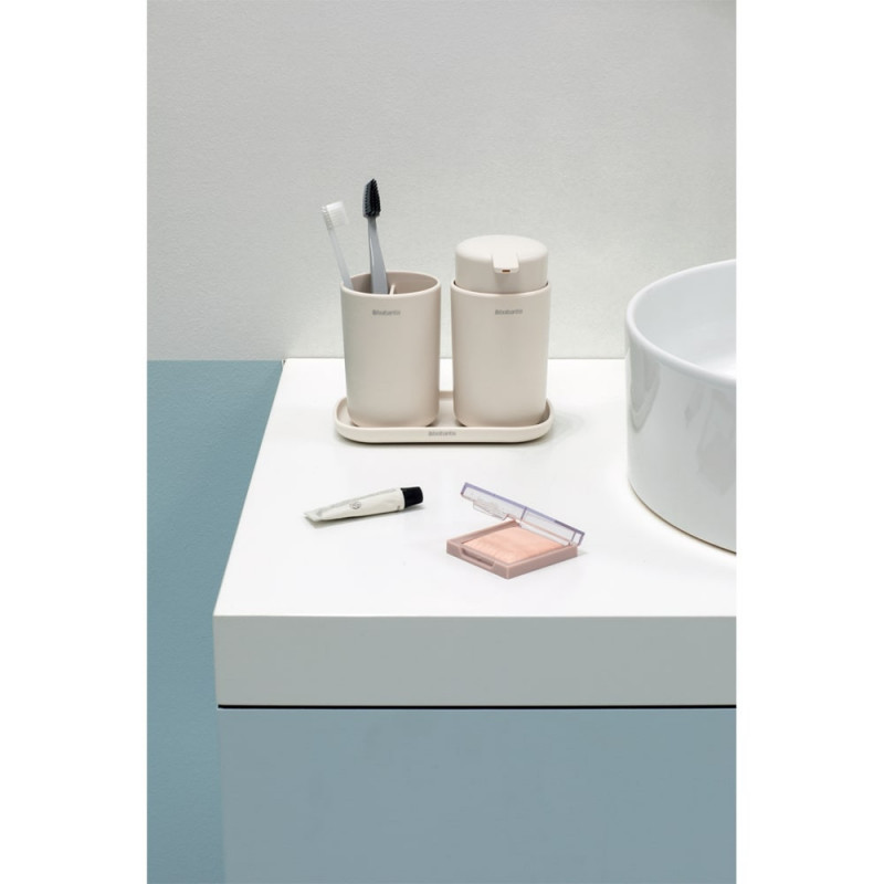 Σετ αξεσουάρ μπάνιου Brabantia ReNew 1006266, 3 τεμάχια, 250 ml, ανθεκτικό στη διάβρωση, μπεζ