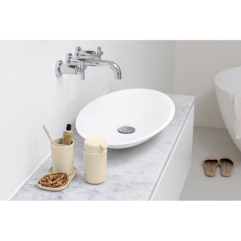Σετ αξεσουάρ μπάνιου Brabantia ReNew 1006266, 3 τεμάχια, 250 ml, ανθεκτικό στη διάβρωση, μπεζ