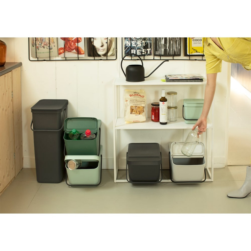 Κάδος διαχωρισμού απορριμμάτων Brabantia Sort&Go 1006310, 20 l, Στοιβαζόμενος, Σκούρο γκρι