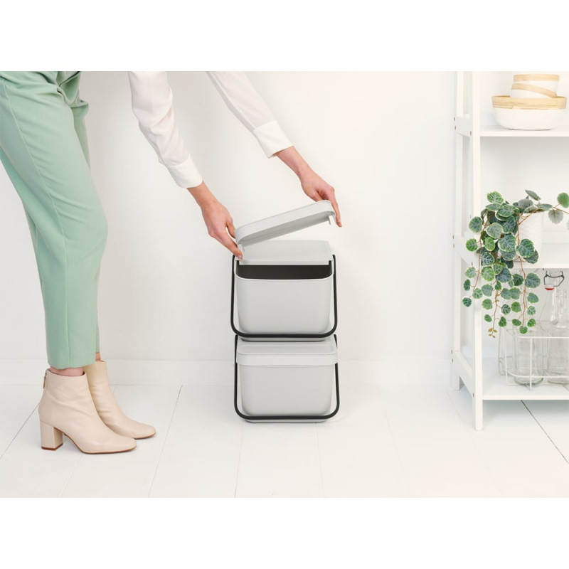 Κάδος διαχωρισμού απορριμμάτων Brabantia Sort&Go 1006312, 20 l, Στοιβαζόμενο, Γκρι