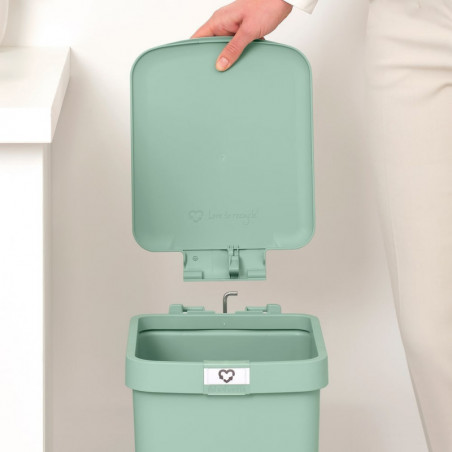Κάδος απορριμμάτων με πεντάλ Brabantia StepUp 1008481, 16 L, Οικολογικά υλικά, Μεγάλο άνοιγμα, Ανοιχτό πράσινο