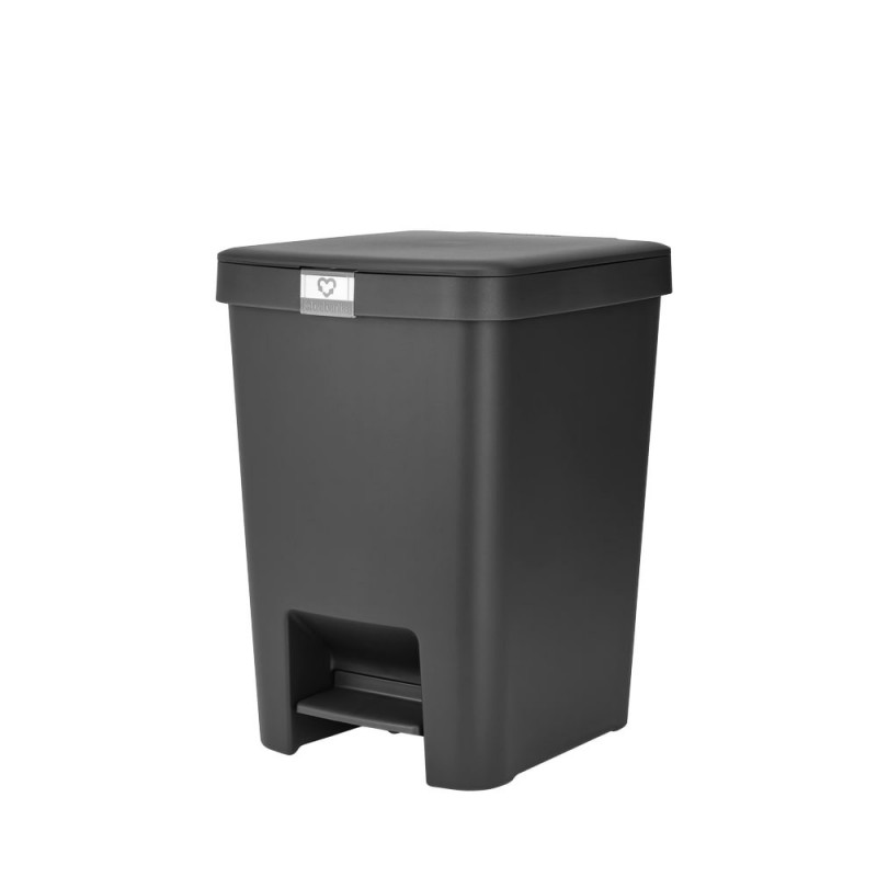 Κάδος απορριμμάτων με πεντάλ Brabantia StepUp 1008482, 25 L, Οικολογικά υλικά, Μεγάλο άνοιγμα, Σκούρο γκρι