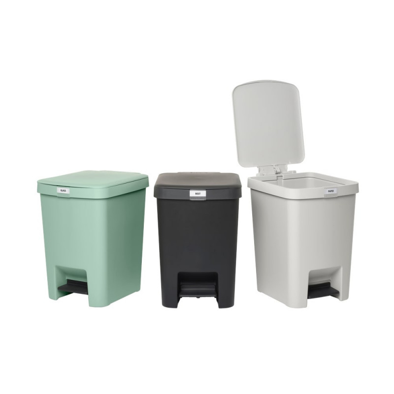 Κάδος απορριμμάτων με πεντάλ Brabantia StepUp 1008482, 25 L, Οικολογικά υλικά, Μεγάλο άνοιγμα, Σκούρο γκρι