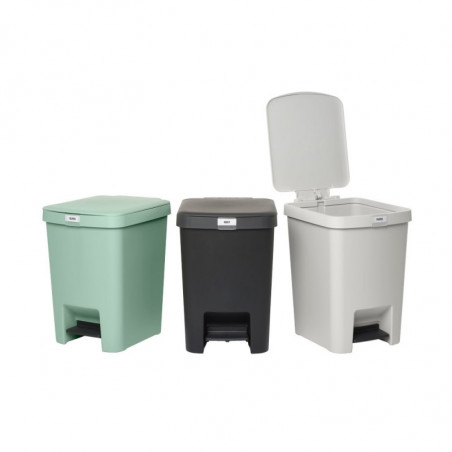 Κάδος απορριμμάτων με πεντάλ Brabantia StepUp 1008482, 25 L, Οικολογικά υλικά, Μεγάλο άνοιγμα, Σκούρο γκρι