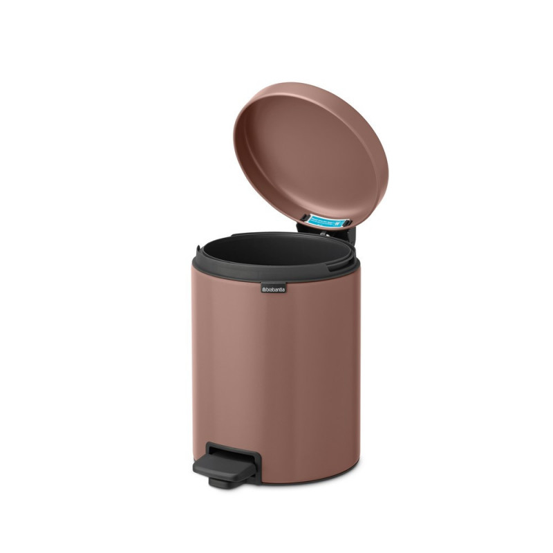 Κάδος με πεντάλ Brabantia NewIcon 1008841, 5 L, Ομαλό κλείσιμο, Αντιολισθητική βάση, Σατινέ φινίρισμα, Καφέ