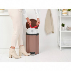 Κάδος με πεντάλ Brabantia NewIcon 1008849, 20 l, Ομαλό κλείσιμο, Αντιολισθητική βάση, Σατινέ φινίρισμα, Καφέ
