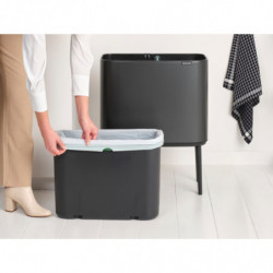 Κάδος Brabantia Bo Touch 1008854, 36 L, Ομαλό και αθόρυβο άνοιγμα, Μεγάλο άνοιγμα, Σκούρο γκρι
