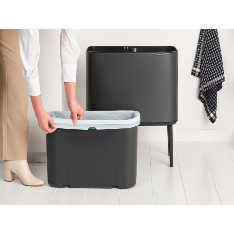 Κάδος Brabantia Bo Touch 1008854, 36 L, Ομαλό και αθόρυβο άνοιγμα, Μεγάλο άνοιγμα, Σκούρο γκρι