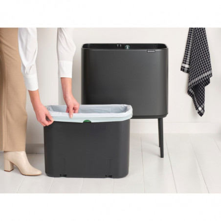 Κάδος Brabantia Bo Touch 1008854, 36 L, Ομαλό και αθόρυβο άνοιγμα, Μεγάλο άνοιγμα, Σκούρο γκρι