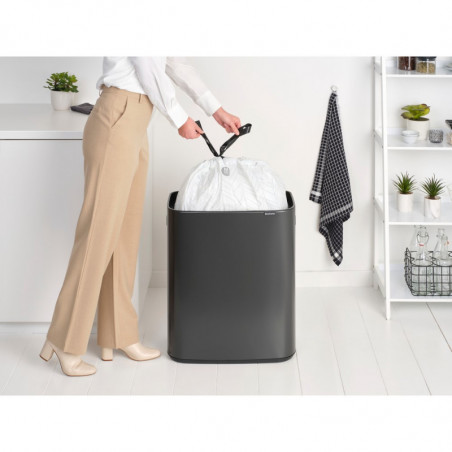 Κάδος Brabantia Bo Touch 1008858, 60 l, Ομαλό και αθόρυβο άνοιγμα, Μεγάλο άνοιγμα, Γκρι