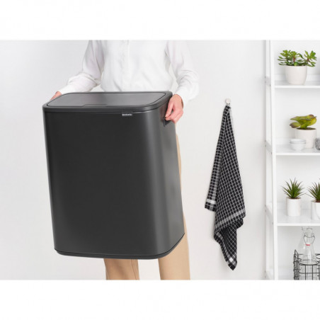 Κάδος Brabantia Bo Touch 1008858, 60 l, Ομαλό και αθόρυβο άνοιγμα, Μεγάλο άνοιγμα, Γκρι