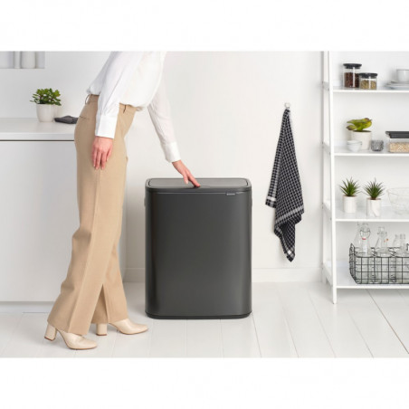 Κάδος Brabantia Bo Touch 1008858, 60 l, Ομαλό και αθόρυβο άνοιγμα, Μεγάλο άνοιγμα, Γκρι