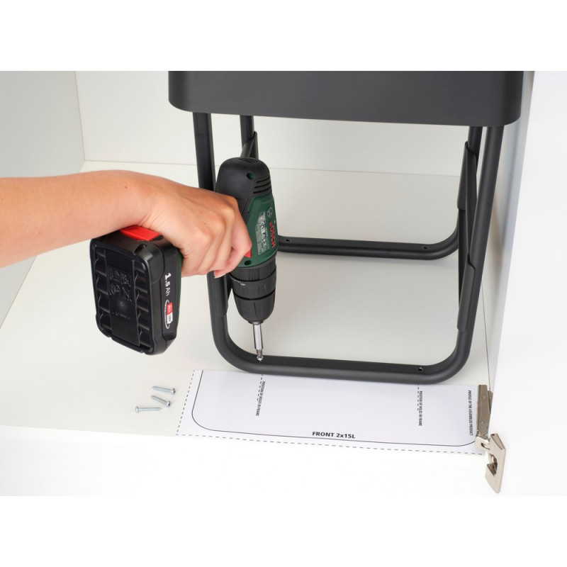 Brabantia Sort&Go κάδος χωριστής συλλογής 1008862, 2x15 l, Εσωτερική τοποθέτηση με τηλεσκοπικό πλαίσιο, Γκρι/πράσινο