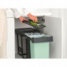 Brabantia Sort&Go κάδος χωριστής συλλογής 1008862, 2x15 l, Εσωτερική τοποθέτηση με τηλεσκοπικό πλαίσιο, Γκρι/πράσινο